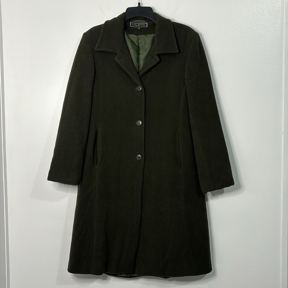 Vintage Halston Lambs Wool Overcoat Pea Coat Size 6 - Picture 1 of 12
